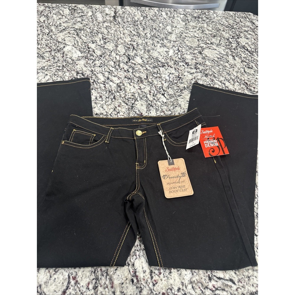 New South Pole‎ Junior's Size 13 Black Bootcut Low Rise Stretch Denim
